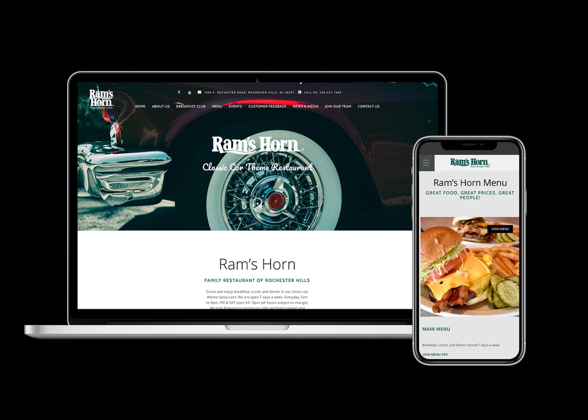 Ram's Horn Rochester — website designed and built by 360 Design Partners